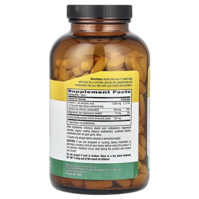 Życie country, buforowana witamina C, 1000 mg, 250 tabletek