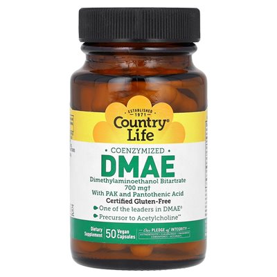 Country Life, Coenzymized DMAE, 700 mg, 50 vegan capsules (350 mg per capsule)