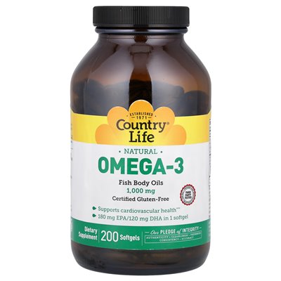Życie country, naturalne omega-3, 1000 mg, 200 miękkich Życie country, naturalne omega-3, 1000 mg, 200 miękkich