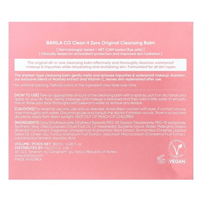 Banila Co, Clean It Zero, Original Reinigungsbalsam, 6,08 fl oz (180 ml)