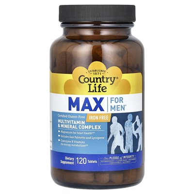 Country Life, Max for Men, Multivitamin & Mineral Complex, Iron-free, 120 tablets