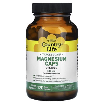 Country Life, Target Minis, Magnesium Caps with Silica, 300mg, 120 Vegan Capsules