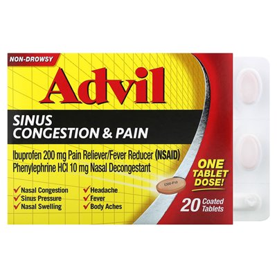 Advil, zatokowe zatkanie i ból, nie ujaśne, 20 powlekanych tabletek