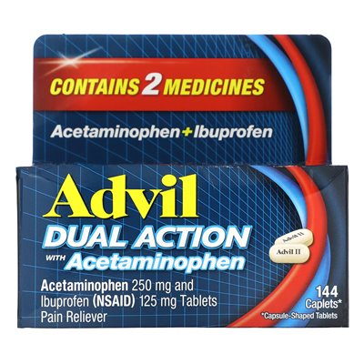 Advil, podwójne działanie z acetaminofenem, 144 kaplety