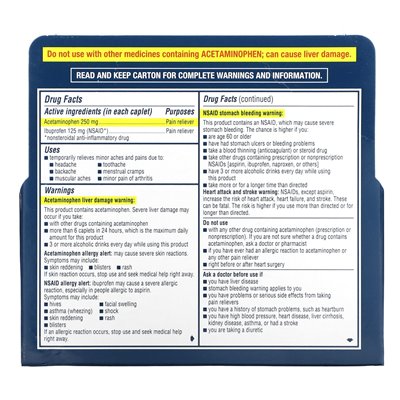 Advil, podwójne działanie z acetaminofenem, 144 kaplety