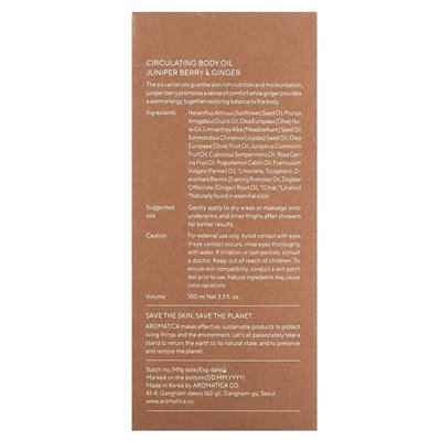Aromaticta, krążący olej z ciała, jagoda jałowca i imbir, 3,3 fl oz (100 ml) Aromaticta, krążący olej z ciała, jagoda jałowca i imbir, 3,3 fl oz (100 ml)