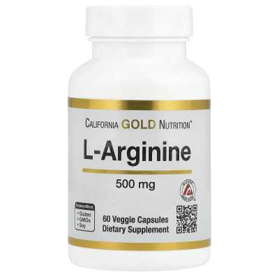 California Gold Nutrition, L-arginina, 500 mg, 60 kapsułek wegetariańskich California Gold Nutrition, L-arginina, 500 mg, 60 kapsułek wegetariańskich