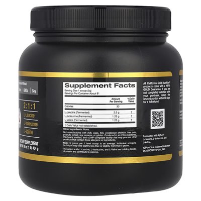 California Gold Nutrition, Sport, BCAA Powder, Ajipure®, rozgałęzione aminokwasy łańcuchowe, 1 funt (454 g) California Gold Nutrition, Sport, BCAA Powder, Ajipure®, rozgałęzione aminokwasy łańcuchowe, 1 funt (454 g)