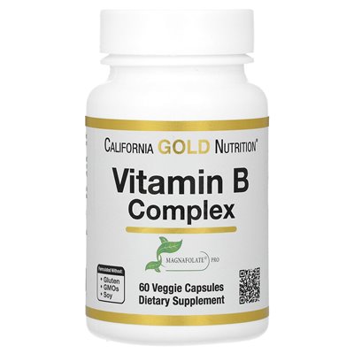 California Gold Nutrition, Kompleks witaminy B, 60 kapsułek wegetariańskich