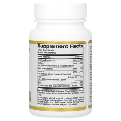 California Gold Nutrition, Kompleks witaminy B, 60 kapsułek wegetariańskich