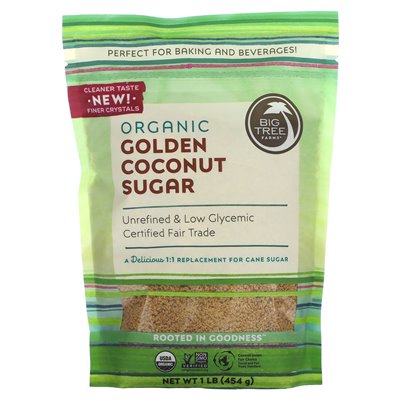 Big Tree Farms, Organic Golden Coconut Sugar, 1 lb (454 g) Big Tree Farms, Organic Golden Coconut Sugar, 1 lb (454 g)