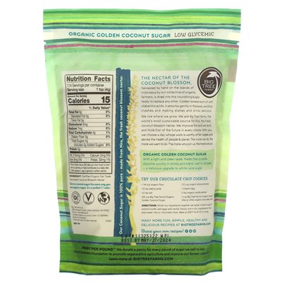 Big Tree Farms, Organic Golden Coconut Sugar, 1 lb (454 g) Big Tree Farms, Organic Golden Coconut Sugar, 1 lb (454 g)