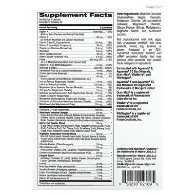 California Gold Nutrition, Ultamins Women's Multiwitamin z CoQ10, grzyby, enzymy, warzywa i jagody, 60 kapsułek warzywnych