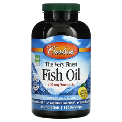 Carlson, Bestes Fischöl, natürliche Zitrone, 700 mg, 240 Softgelkapseln (350 mg pro Softgelkapsel)
