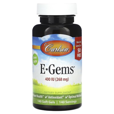 Carlson, E-Gems, 268 mg (400 IE), 140 Kapseln
