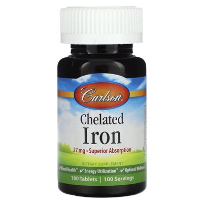 Carlson, Chelated Iron, 27mg, 100 Tablets