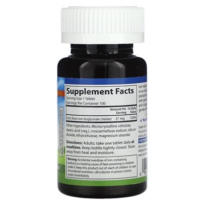 Carlson, Chelated Iron, 27mg, 100 Tablets