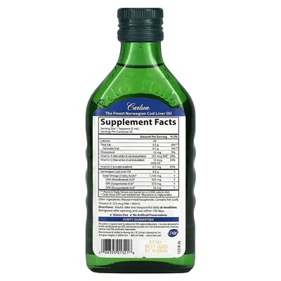 Carlson, Wild Norwegian Cod Liver Oil, 8.4 Fl Oz (250 ml)