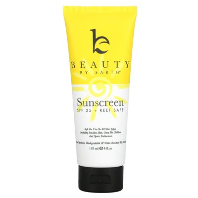 Beauty By Earth, Mineral Sunscreen, SPF 25, Zinc Oxide Sun Protection, 4 fl oz (118 ml) Beauty By Earth, Mineral Sunscreen, SPF 25, Zinc Oxide Sun Protection, 4 fl oz (118 ml)