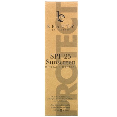 Beauty By Earth, Mineral Sunscreen, SPF 25, Zinc Oxide Sun Protection, 4 fl oz (118 ml) Beauty By Earth, Mineral Sunscreen, SPF 25, Zinc Oxide Sun Protection, 4 fl oz (118 ml)