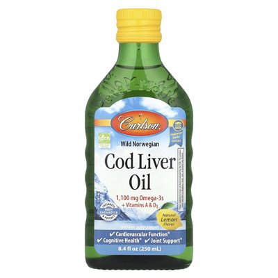 Carlson, Wild Norwegian, COD Liver Oil, Natural Lemon, 8.4 fl oz (250 ml)