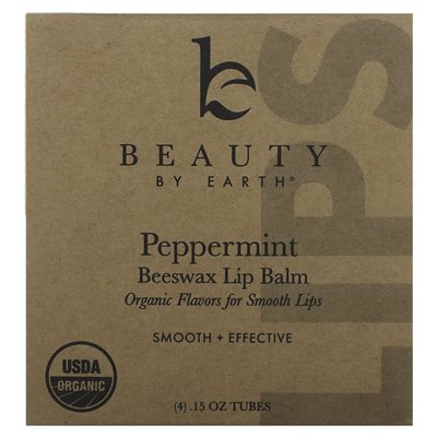 Piękno według Ziemi, organiczny balsam do ust, pieprz, 4 rurki, 0,15 uncji każda