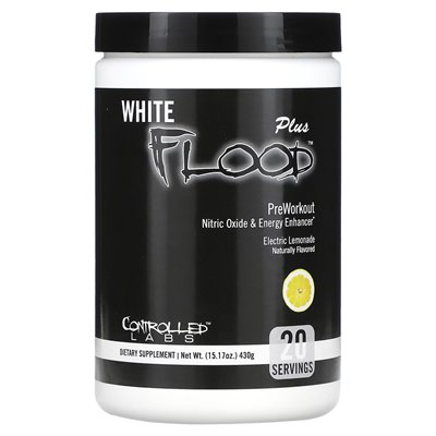 Kontrolowane laboratoria, White Flood Plus, Preworkout, lemoniada elektryczna, 15,17 uncji (430 g)
