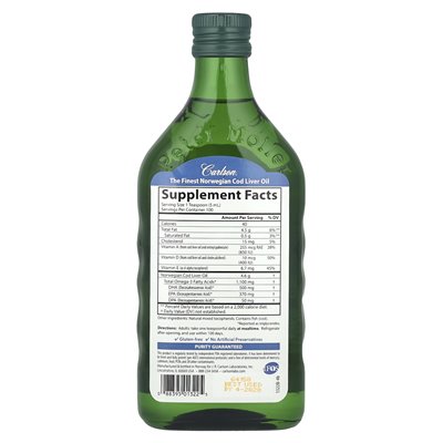 Carlson, Wild Norwegian Cod Wątroba oleju, 16,9 Fl Oz (500 ml)