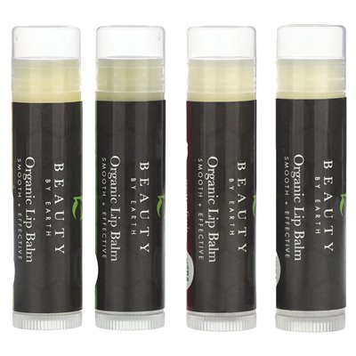 Piękno według Ziemi, organiczny balsam do ust, egzotyczny multi-pak, 4 rurki, 0,15 uncji każda