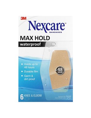 Nexcare, Przezroczyste Bandaże, Max Hold, Kolano & Łokieć, 6 Bandaży
