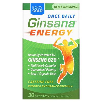 Bodygold, Ginsana Energy, caffeine, 30 Vegcaps