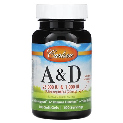 Carlson Vitamin A&D 100 Softgels