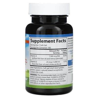 Carlson Vitamin A&D 100 Softgels