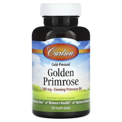 Carlson, Golden Primrose, wciskany na zimno, 1300 mg, 50 miękkich żeli