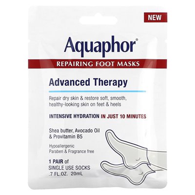 Aquaphor, naprawa masek stóp, 1 para, 0,7 fl oz (20 ml)