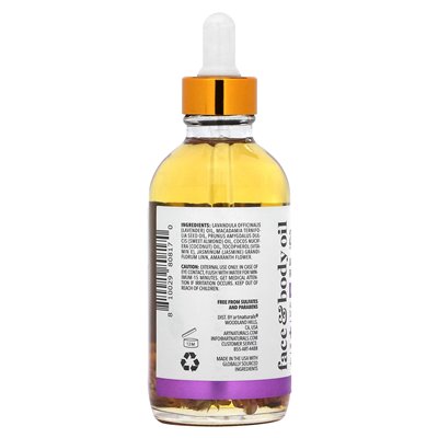 Artnaturals, Face &amp Body Oil, Lavender + Jasmine, 4 Fl Oz (118 ml)
