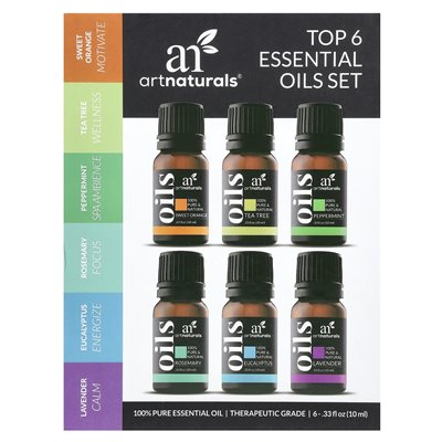artnaturals, Top 6 Essential Oils Set, 6 Piece Set, .33 fl oz (10 ml) Each
