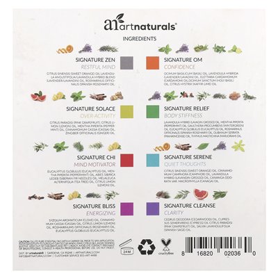 Artnaturals, zestaw olejków eterycznych, 8 najlepszych mieszanek, 8 butelek, 0,33 fl oz (10 ml)