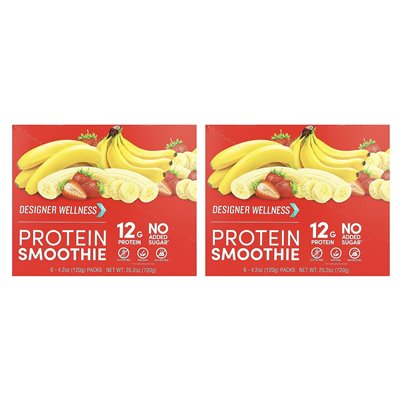 Designer Wellness, Protein Smoothie, Truskawowe banan, 12 opakowań, 4,2 uncji (120 g)