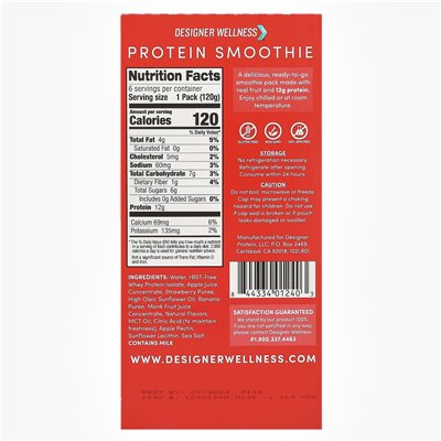 Designer Wellness, Protein Smoothie, Truskawowe banan, 12 opakowań, 4,2 uncji (120 g)