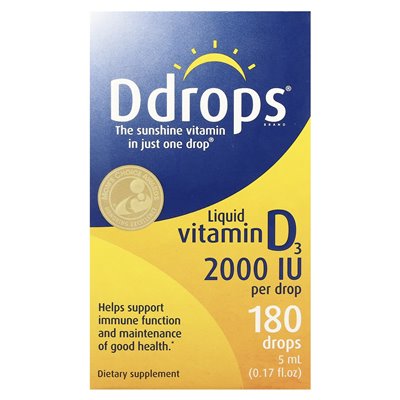 DDROPS, Liquid Vitamin D3, 2000 IU, 0.17 fl oz (5 ml)