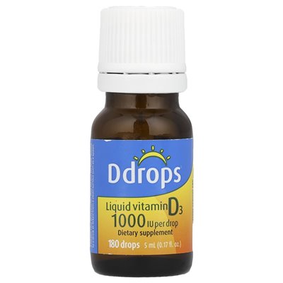 DDROPS, flüssiges Vitamin D3, 1000 IE, 0,17 fl Oz (5 ml)