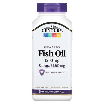XXI wiek, olej rybny, omega-3, 1200 mg, 90 miękkich powlekanych jelitami XXI wiek, olej rybny, omega-3, 1200 mg, 90 miękkich powlekanych jelitami
