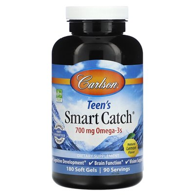 Carlson, Smart Catch, Natural Lemon, 700 mg, 180 miękkich żeli (350 mg na miękki żel)