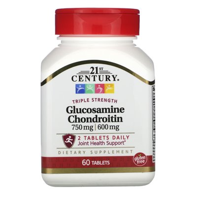 21st Century, Glucosamin/Chondroitin mit dreifacher Stärke, 60 Tabletten