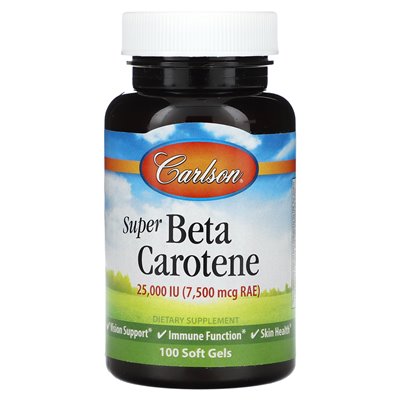 Carlson, Super Beta Carotene, 7500 McG Rae (25 000 IU), 100 miękkich żeli