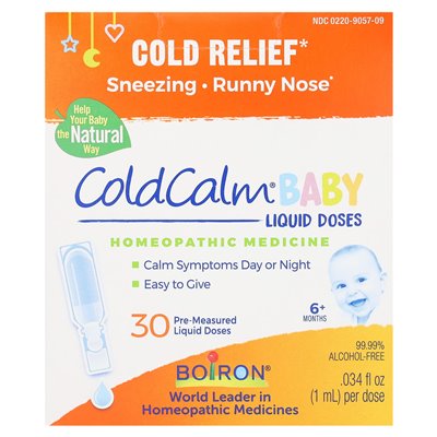 Boiron, zimne spokojne dziecko, dawki płynne, zimna ulga, 6+ miesięcy, 30 preparowanych dawek płynnych, 0,034 fl oz (1 ml)