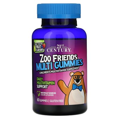21st Century, Zoo Friends, Multi Gummy, owoce, 60 gumzy