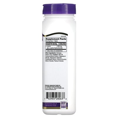21st Century, L-Lysine, 1000 mg, 90 tablets
