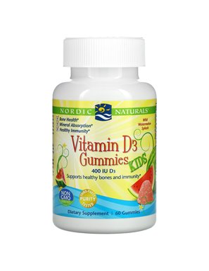 Nordic Naturals, Vitamin D3-Fruchtgummis für Kinder, Wild Watermelon Splash, 400 IE, 60 Fruchtgummis